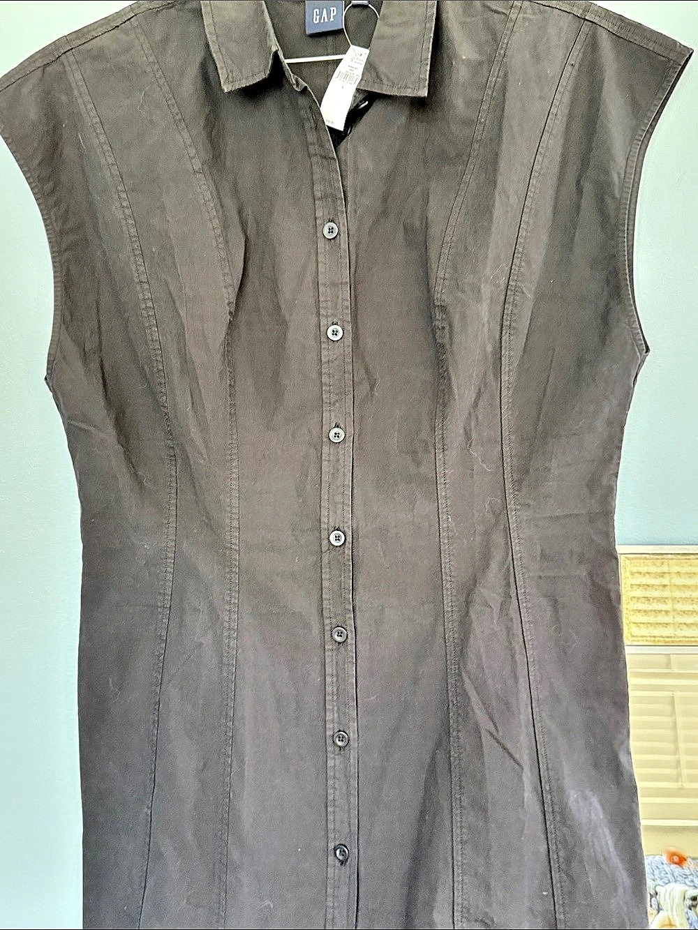 Gap Poplin Seamed Shirtdress Black Large NWT